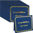 Tenare 24 Pcs US Citizenship Certificate Holders Citizenship Congratulations Gifts Naturalization Certificate Holder with Gold Foil Border for Letter Size 8.5 x 11 Inch, Navy Blue