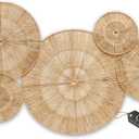 CHI AN HOME 18 Inch Boho Wall Decor  Set of 5 Woven Jute Wall Baskets, Boho Wall Art & Decorative Basket Set, Farmhouse Wall Hanging, Handwoven Wall Plates for Living Room, Bedroom  18", 14", 11", 8", 7"