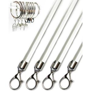 36 inch (4 Pack) Steel Cap Round Base Acrylic Curtain Pull Wand - Clear Curtain Wand - Invisible Drapery Wand - Drapery Pull Rod (36 Inch)