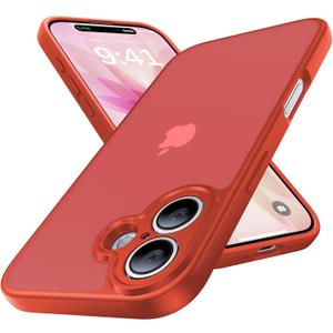 for iPhone 17 Case, [Ribbed Non-Slip Sides] [Military-Grade Drop Protection] [Full Camera Protection] Anti-Yellow Soft-Touch Shockproof Slim Phone Case for iPhone 17, Red