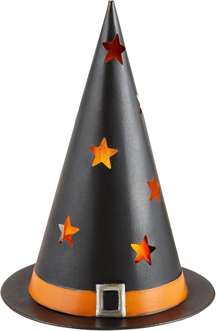 Mud Pie Halloween Tin Lanterns, Hat, 10.5" x 7.5"