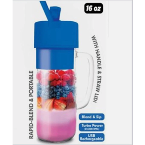 Hy-Impact Better Blender 16 Oz Cordless USB Rechargeable Turbo Power