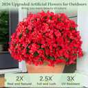 Yastouay 8 Bundles Artificial Flowers for Outdoors, Realistic Bougainvillea Fake Flowers for Outside, UV Resistant Silk Outdoor Faux Plants for Porch Patio Planter Front Door Garden Decor(Red)