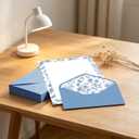Whaline 30 Pcs Blue Floral Stationery Set with Envelopes Stickers Flower Butterfly Letterhead Letter Writing Paper and Envelopes for Wedding Birthday Party Invitation Office Printing, 8.5 x 11 Inch