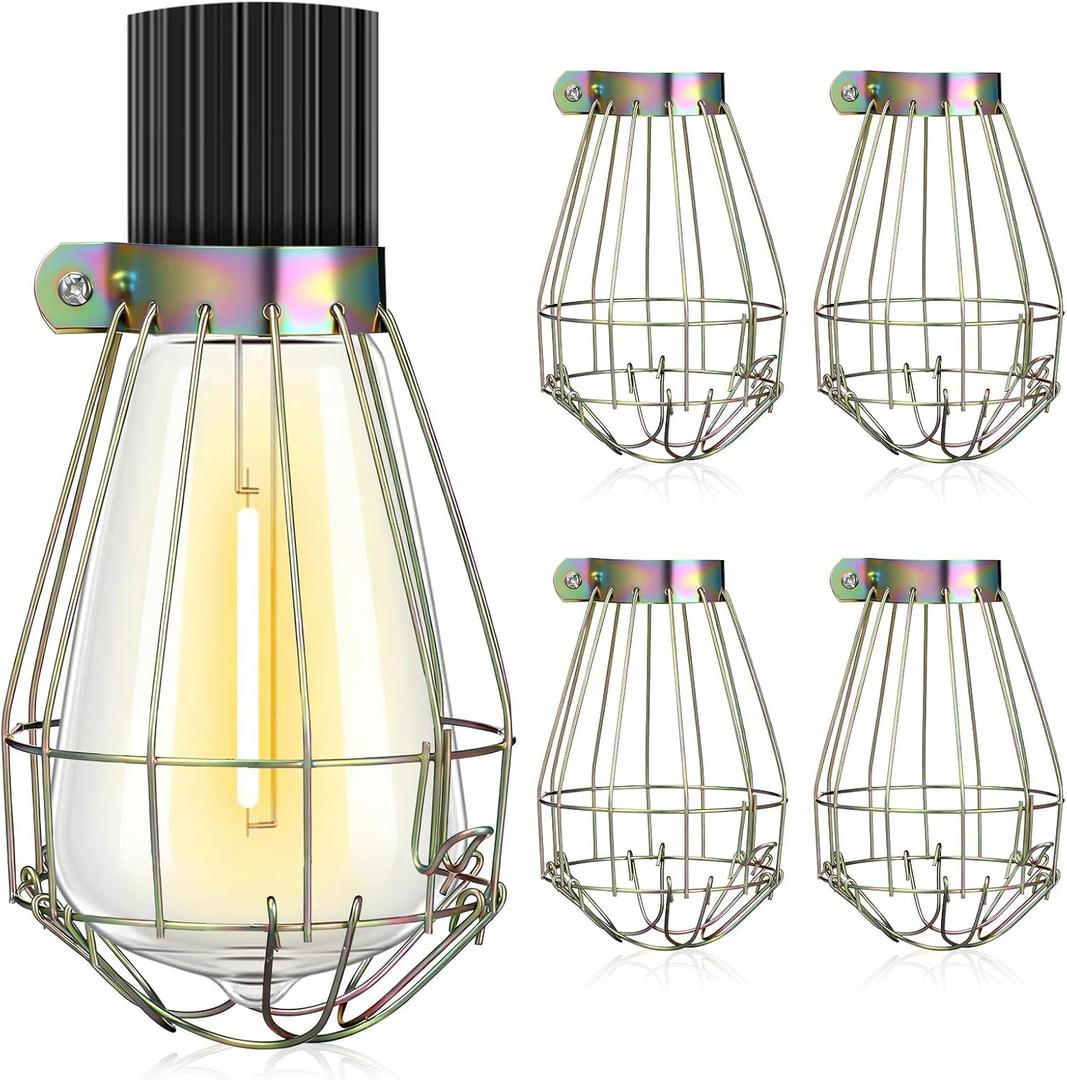 PRETYZOOM 5Pcs Industrial Light Bulb Guards Metal Cage Covers Clamp-on Wire Lampshade Protector for Workshop Factory Lighting