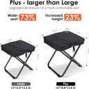 MOONCY 16-Inch Collapsible Stool, Portable Aluminum Alloy Pocket Chair with Shoulder Strap, Supports up to 300 lbs, Lightweight Folding Stool for Camping, Hiking and Fishing, Black