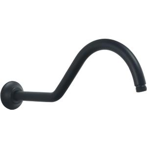 Matte Black Shower Arm - 16 Inch Wall Mount Shower Arm, High Arc Shower Extension Arm, Shower Head Extension Pipe for Rainfall and Standard Shower Heads