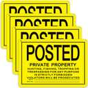 Tandefio 4 Pcs No Trespassing Signs 10x7" Private Property Reflective Aluminum Posted Metal No Hunting or Trespassing Signs for Warning Indoor Outdoor Use(Yellow)