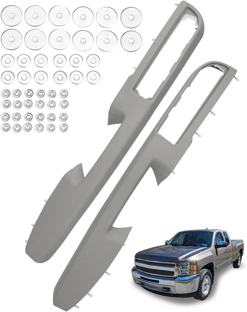 80994 Left & Right Armrest Repair Kit, Compatible with 2010-2014 Chevy Silverado Suburban Tahoe Avalanche, GMC Yukon Sierra 1500 2500 3500, with Door Release Handle Above Interior Gray Armrest (27 in) (Gray FL & FR (2PCS))