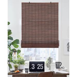 30''W X 72''H Cordless Bamboo Roman Shades, Light Filtering Roll Up Bamboo Blinds for Interior Window Home Patio Porch, Drak Brown