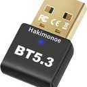 USB Bluetooth 5.3 Adapter for PC, Wireless Dongle for Laptop Desktop Computer Windows 11 10 8.1 7 Headset Headphones Speaker Keyboard Mouse