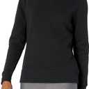 Amazon Essentials Women's French Terry Fleece Crewneck Pullover Sweatshirt (Black Heather) S 