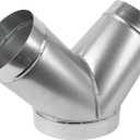 45 Degree 8 x 6 x 6 Inch Y Shape Duct Splitter - Metal 3 Way Connector - Galvanized steel - Duct Adapter - for Dryer Vent, Exhaust Fan, Hose, Home or Industrial HVAC Exhaust Ventilation