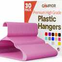 Pink Plastic Hangers 30 Pack Heavy-Duty Plastic Hangers Slim and Space-Saving, Durable and Lightweight PP with Non-Slip Shoulder Notches for Slip Dresses, Suits, Jackets & Camisoles