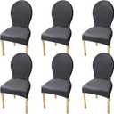 Round Back Dining Chair Cover Set of 2/4/6 Stretch Chair Cover for Dining Room Kitchen Elastic Fitting Dining Chair Covers Solid Color Dining Chairs Slipcovers Chair Protector Cover for Hotel