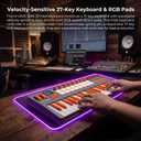 M-VAVE SMK-37 PRO MIDI Keyboard Controller, 37 Key Wireless MIDI Keyboard with Velocity Sensitive Keys, Backlit RGB Drum Pads, Pitch Bend, Modulation Wheel, Bluetooth MIDI