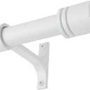 Curtain Rods for Windows 28 to 56 Inches, Vimayta 1 Inch Adjustable Heavy Duty Drapery Rod with Aluminum Alloy Finials and Brackets for Living Room, Bedroom, Kitchen, Patio, Sliding Door, Matte White