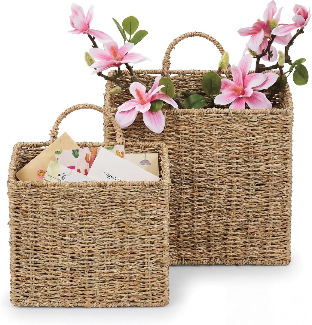 84ECO Set of 2 Seagrass Hanging Baskets
