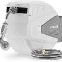 Ayleid Retractable Garden Hose Reel,1/2 in x 130 ft Wall Mounted Hose Reel, with 9- Function Sprayer Nozzle, Any Length Lock/Slow Return System/Wall Mounted/180Swivel Bracket (Grey) (130FT, A-gray)