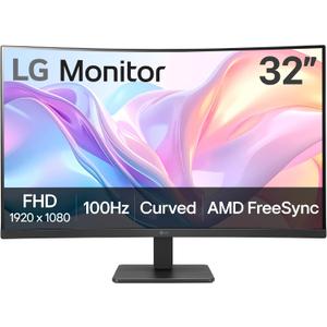 LG 32MR50C-B Curved Monitor 32-Inch FHD 100Hz AMD FreeSync OnScreen Control Dynamic Action Sync Black Stabilizer Tilt Stand (HDMI) - Black