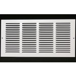 HVAC Premium 16'' x 8'' [Duct Opening] Flat Stamped Steel Return Air Grille - Sidewall and Ceiling - HVAC Vent Duct Cover - White [Outer Dimensions: 17.75''w X 9.75''h]
