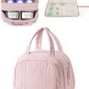 Wearable Breast Pump Bag Compatible with Momcozy and Eufy, Portable Pumping Bag with Cooler Compartment, Breast Pump Carrying Case with Drying Mat for Work, Travel and Family Use, Pink