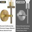 Brass Knurled Wall Sconce 20", Bathroom Wall Sconce Set of Two,Glass Tube Brass Sconces Wall Lighting,Bathroom Sconces Side of Mirror,Vanity Sconce Lights for Bath,Including E26 Light Bulbs