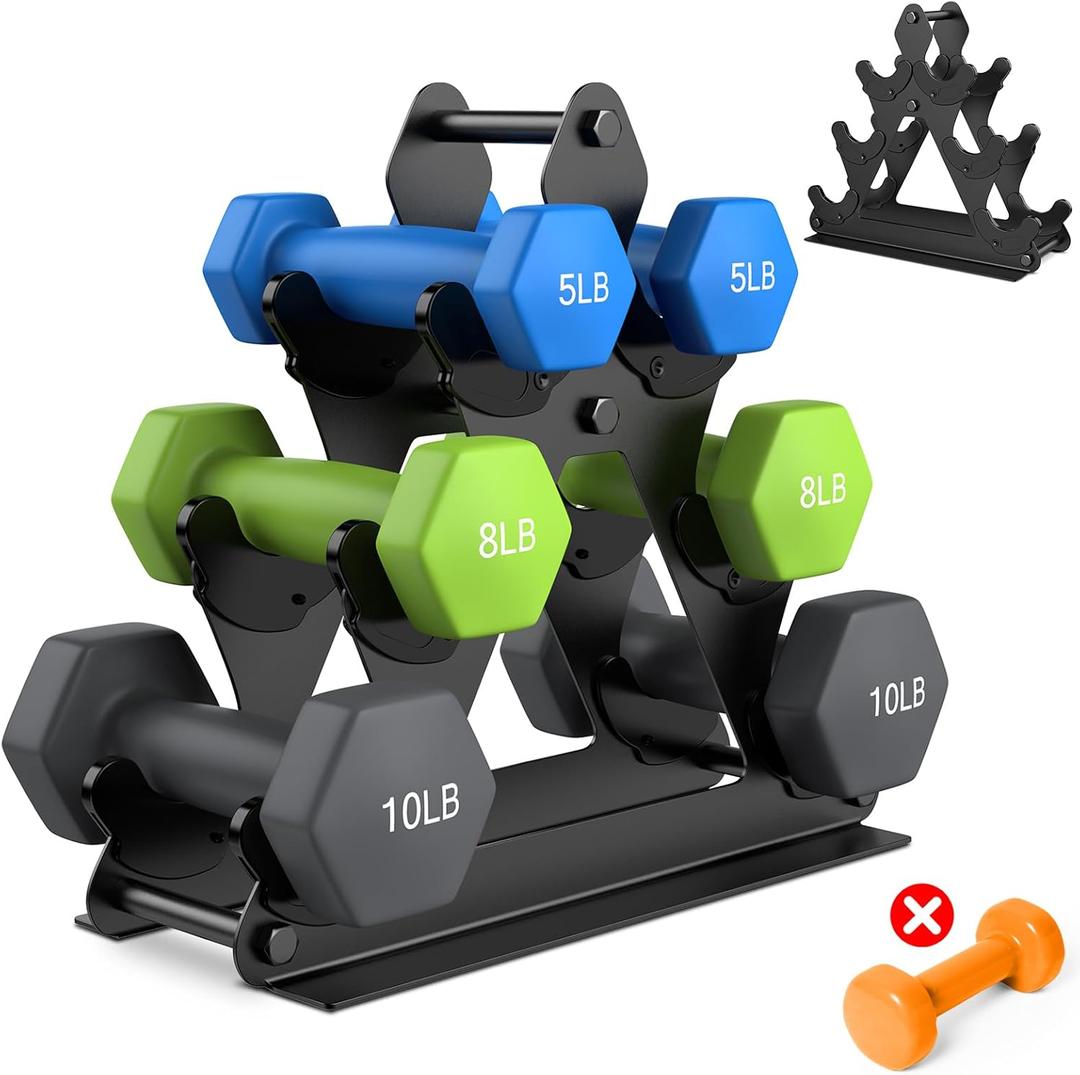 3 Tier Weight Rack for Dumbbells - Compact Weight Holder Small Dumbbell Rack Stand Only Works for Dumbbells 1-15 LBS, Metal Weights Organizer Designed for Child Women Home Gym Exercise