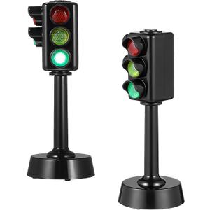 jarbins Traffic Light Toy for Kids, 2Pcs Mini Traffic Light Traffic Signal Light Lamp Stop Light Model Red Light Green Light Game Early Education Playset Toddler Party Favor, Small