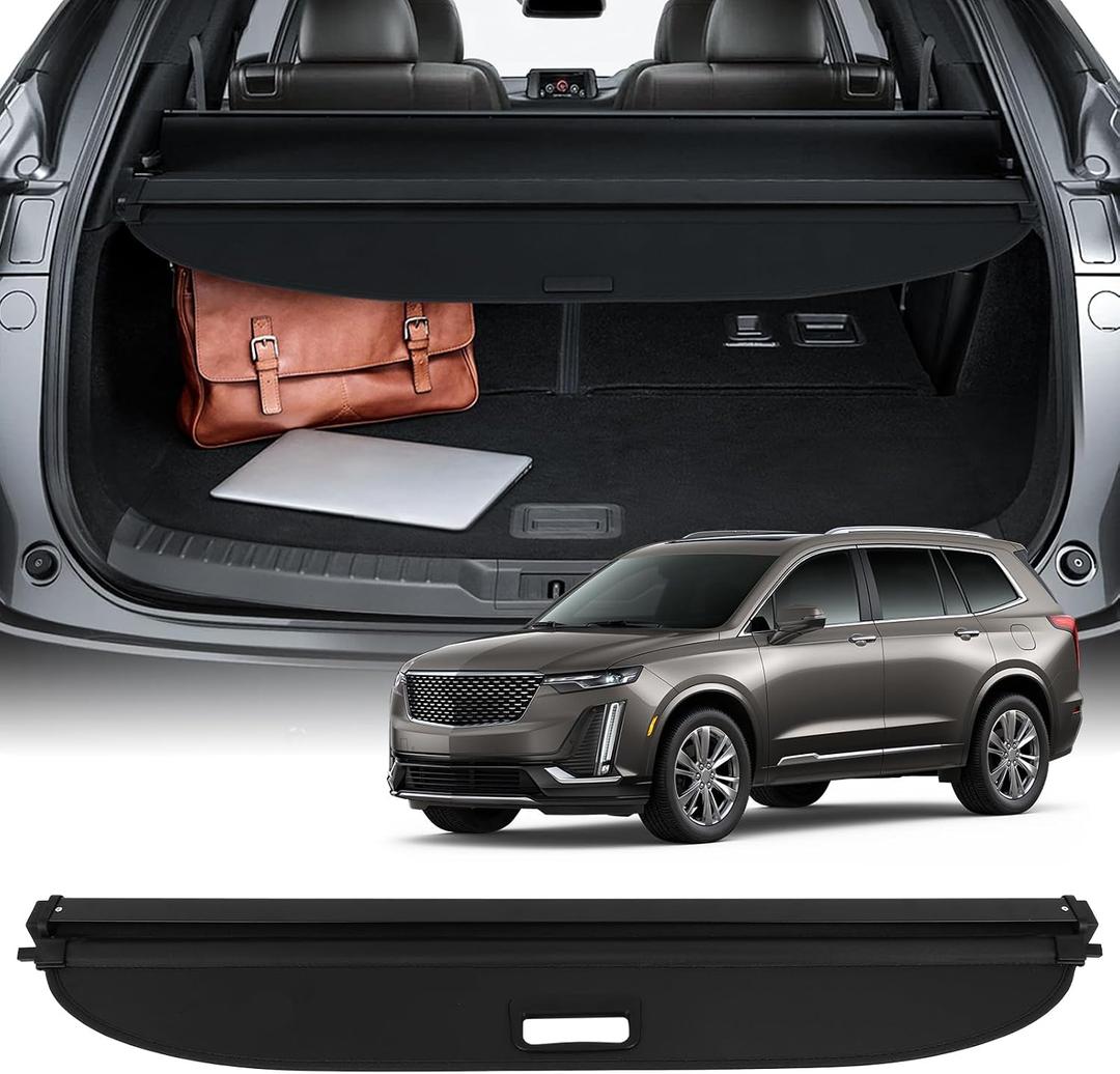 SCITOO Cargo Cover for 2019-2024 Fit for Cadillac XT4 2.0L Retractable Rear Trunk Cargo Shade Luggage Security Cover Shielding Waterproof