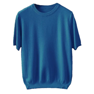 Men's Merino Wool Sweater O-Neck Knitted T-Shirt Breathable Thin Short Sleeve Tees Solid Color Knitting Jumpers Tops