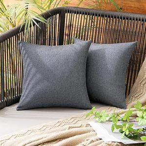 MIULEE Pack of 2 Decorative Outdoor Solid Waterproof Throw Pillow Covers Faux Linen Garden Farmhouse Cushion Cases for Patio Tent Balcony Couch Sofa 16x16 Inch 
Dark Grey