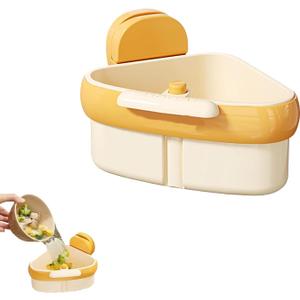 Suction Cup Sink Corner Rack, Suction Cup Sink Corner Rack Strainer, Triangle Storage Rack with Drain Hole, Corner Sink Trash Catcher for Food Waste (Orange)