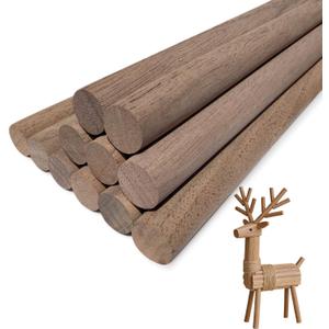 1/2x12 Inch Long Wooden Dowel Rods,Large Round Hardwood Dowels,Natural Walnut Wood Dowels for Crafts,Woodworking,Building Models and DIY Projects(10 Pcs/Pack)