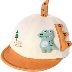 Kids' Baseball Cap - Short Brim Sun Hat Soft Breathable Cute Dinosaur Print Adjustable Summer Outdoor Hat for 0-3 Years