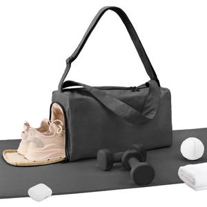 Small Gym Bag for Women with Shoes Compartment, Stylish Duffle Travel Bag for Plane, Lightweight Duffle Bag for Women & Men, Sport Gym Tote Bag with Wet Pocket for Yoga, Pilates, Swimming (Standard size, Black)
