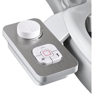 SAMODRA Bidet Attachment, Non-Electric Cold Water Bidet Toilet Seat Attachment with Pressure Controls, Retractable Self-Cleaning Dual Nozzles for Frontal & Rear Wash - Brushed Nickel
