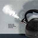 Emeril Lagasse 3.2 Quart/3 Liter Whistling Tea Kettle, Stainless Steel Whistling Tea Pot for Induction Stove Top, Fast to Boil Water for Home Kitchen Condo, with Ergonomic Cool Grip Handle, Black