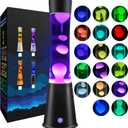17-Color Changing Liquid Motion Lamp with Remote & Auto Shut-off, Soothing Mood Lamp for Bedroom, Office & Home Decor, 15.5 Inch Large LED Night Light, Unique Gift for Kids,Valentines, Teens & Adults (Jet Black)