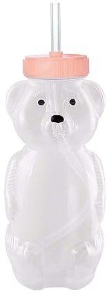 Honey Bear Straw Cups, Juice Bear Bottle Drinking Cup Long Straws with 4 Flexible Straws & Cleaning Tools, 8-Ounce Therapy Sippy Bottles for Speech and Feeding Training, Food-Grade & BPA Free 3 Pack