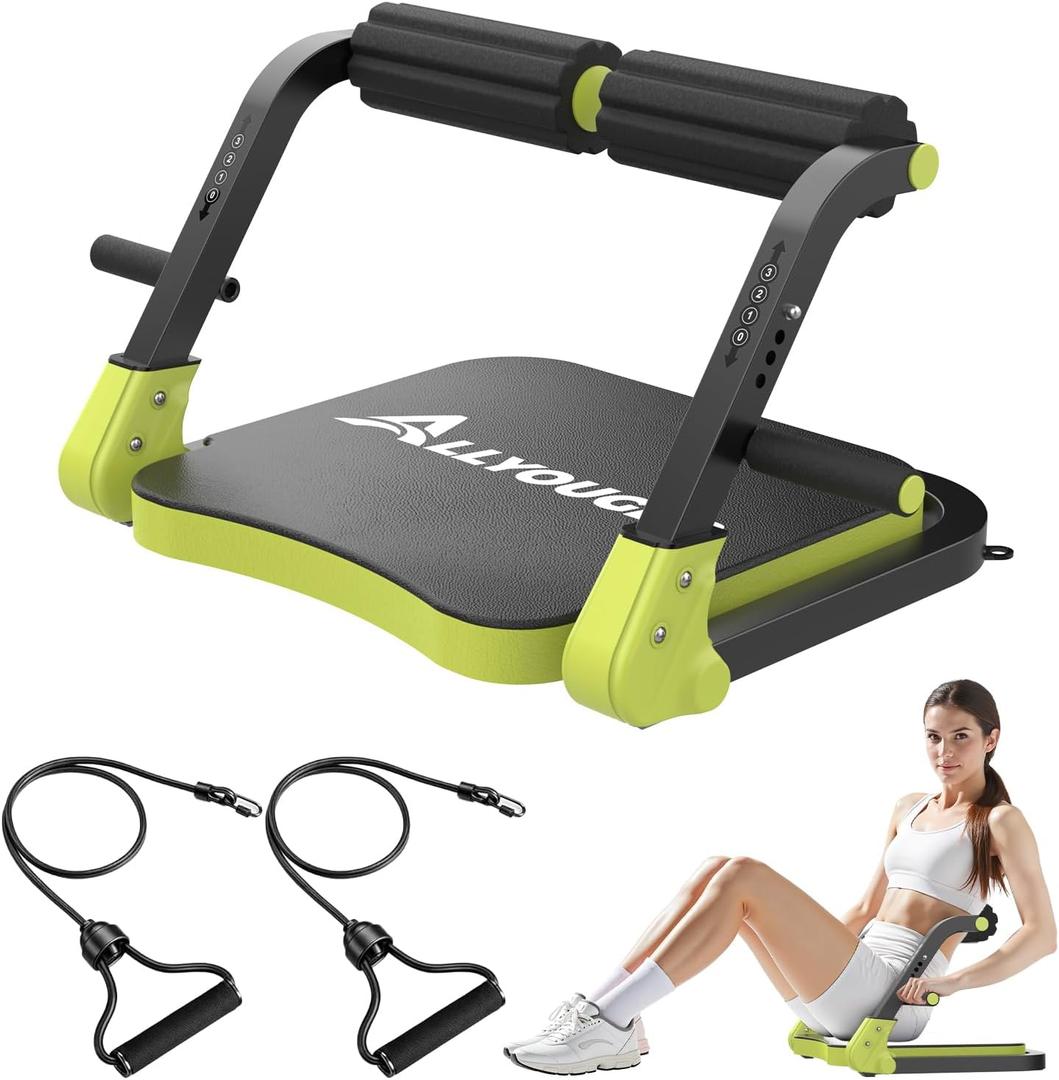 Ab Machine,Sit Up Exercise Equipment& Core Machine, Workout Equipment,Adjustable Ab Trainer with 3 Resistance Levels and Removable Auxiliary Handle,Home Gym Fitness Equipment for All Ages (Green) Ab Machine,Sit Up Exercise Equipment& Core Machine, Workout Equipment,Adjustable Ab Trainer with 3 Resistance Levels and Removable Auxiliary Handle,Home Gym Fitness Equipment for All Ages (Green)