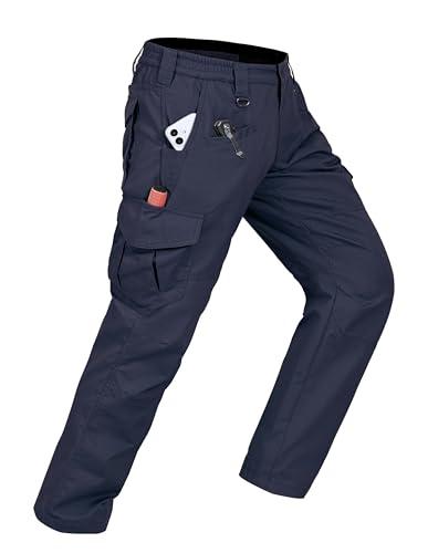 CNBQDD Mens Cargo Pants Lightweight Ripstop Work Hiking Pants Breathable Stretch Waterproof Multi-Pocket Durable Outdoor Utility Trousers for Construction Dark Blue 34Wx32L