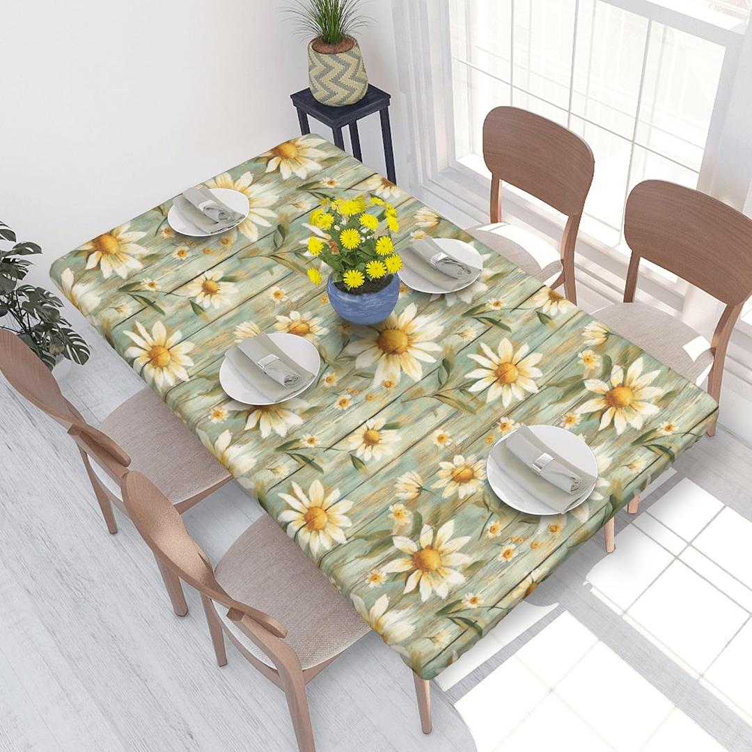OEDTF Rectangle Tablecloth Fit 30x48Inch Table Waterproof Stain Resistant, Wrinkle-Free Washable Polyester Elastic Table Cover, Daily & Party Decorative Fabric for Dining Room Buffet Camping Wedding