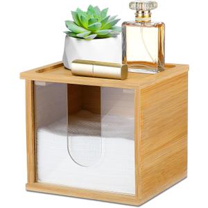 Chunful Disposable Face Towel Holder Box with Bamboo Lid, Acrylic Cosmetic Facial Towel Storage Container for Disposable Makeup Wipes Bathroom Vanity Countertop (Card Slot Connection) Chunful Disposable Face Towel Holder Box with Bamboo Lid, Acrylic Cosmetic Facial Towel Storage Container for Disposable Makeup Wipes Bathroom Vanity Countertop (Card Slot Connection)