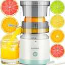 Electric Citrus Juicer Rechargeable - Electric Juicer Machines with USB and Cleaning Brush Portable Compact Juicer for Orange, Lemon, Limes (White)