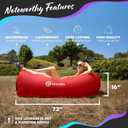 Nevlers Red & Saffron Inflatable Lounger 2 Pack | 210T Polyester Blow Up Chair | No-Pump Inflatable Couch Set | Air Couch w/ 450 lbs. Capacity, Pockets & Carry Bags for Use as Portable Beach Chair | 210T Polyester Blow Up Chair | No-Pump Air Couch w/ 450 lbs. Capacity, Pockets & Carry Bags For Use as Portable Beach Chair