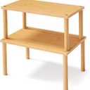 Cabinet Organizer Shelf(Set of 2),Kitchen Counter Shelves,Bamboo Stackable Expandable Spice Rack Countertop(Medium) (11.8"W, Natural)
