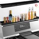 30 Inch Magnetic Stove Top Shelf | 3-Zone Kitchen Organizer with Anti-Slip & Anti-Fall Design | Heat Resistant (-40F to 446F) Food-Grade Silicone Spice Rack for Flat Stoves-Black