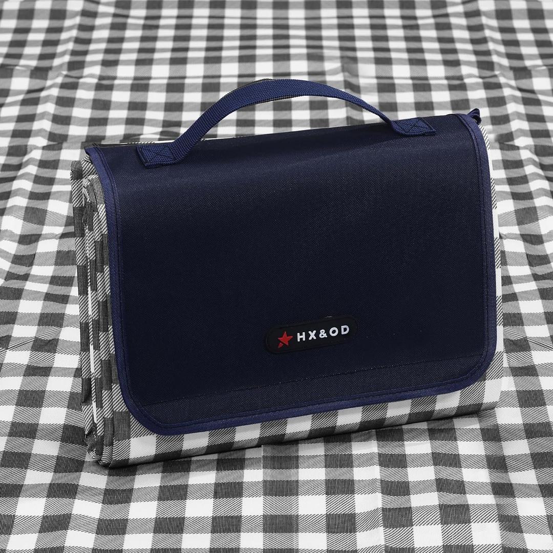 HX&OD Outdoor Picnic Blanket 80"X80" Picnic Mat Extra Large Camping Blanket Beach Blanket Foldable Waterproof Sand Mat Hiking Travel Family Concerts(Blue)