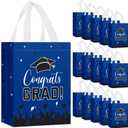 Shinylin 24 Pcs Graduation Gift Bags 2026 Reusable Graduation Bags Bulk with Handles, Nonwoven Congrats Grad Party Favor Tote(Royal Blue)